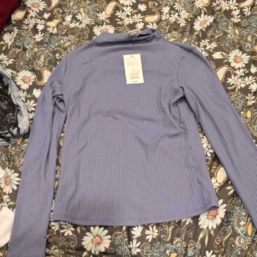 ❤️10/$13 New Women's Blue Long Sleeve Top Ribbed